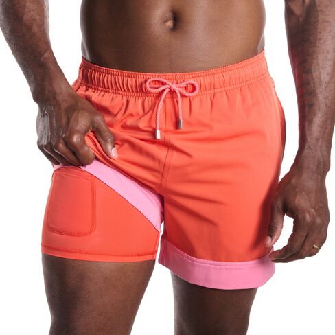 Capelle Miami Men's Premium Compression-Lined Hybrid Shorts - Coral Flame in Saudi Arabia