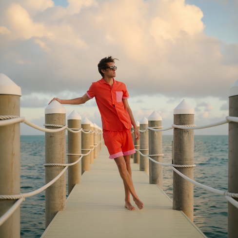 Capelle Miami Men's Premium Compression-Lined Hybrid Shorts - Coral Flame in Saudi Arabia