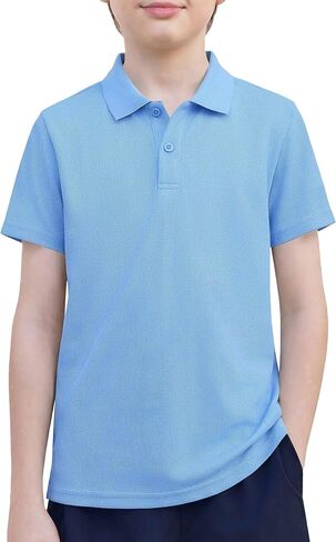 Arshiner Boys Performance Polo Shirt Golf Short Sleeve Active Casual Button Collared Shirt Size 4-13 Years in Saudi Arabia
