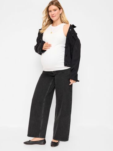 Old Navy Maternity Full-Panel Wow Baggy Jeans - Licorice in Saudi Arabia