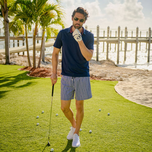 شورت Capelle Miami رجالي فاخر مبطن بالضغط - Marina Pinstripe-Indigo and Surf in Kuwait