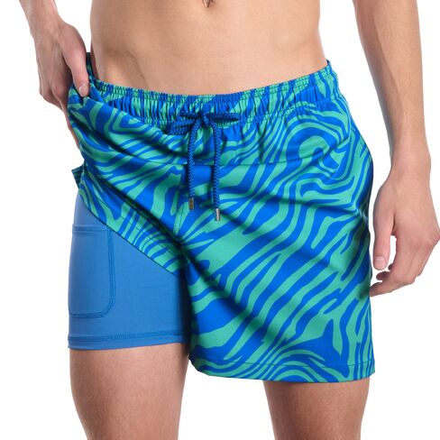 Capelle Miami Men's Premium Compression-Lined Hybrid Shorts - Tropical Swirl-Ocean and Palm in Saudi Arabia