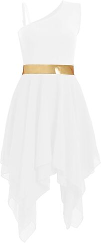 المرأة الثناء الرقص تراكب/تونك فستان تقسم اللون المعدني غير المتماثلة الليتورجية Dancewear غنائية ملابس رقص in Kuwait