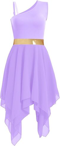 المرأة الثناء الرقص تراكب/تونك فستان تقسم اللون المعدني غير المتماثلة الليتورجية Dancewear غنائية ملابس رقص in Kuwait
