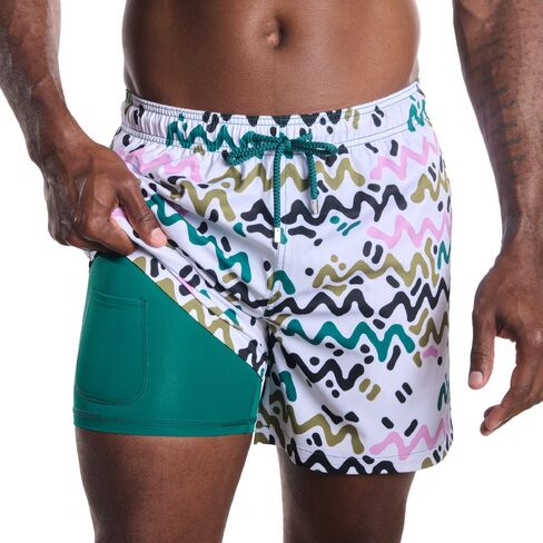 Capelle Miami Men's Premium Compression-Lined Hybrid Shorts - Line Rush-Orchid and Kelp in Saudi Arabia
