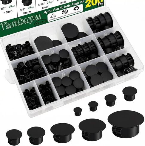 130PCS 8 Sizes Black Rubber Plugs for Round Holes, 1" 3/4" 5/8" 1/2" 3/8" 5/16" 1/4" 1/5", Silicone Plugs Tool Plug Snap Locking for Furniture Car Wiring in Saudi Arabia