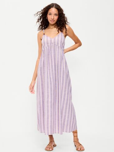 Old Navy Sleeveless Beaded Boho Maxi Dress - Purple Stripe in Saudi Arabia