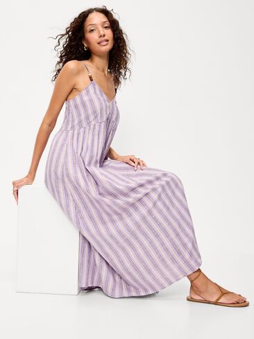 Old Navy Sleeveless Beaded Boho Maxi Dress - Purple Stripe in Saudi Arabia