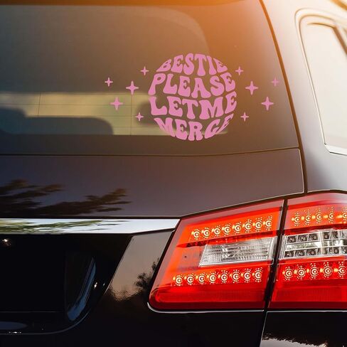 ملصق Bestie Please Let Me Merge Bumper، ملصقات سيارات مضحكة للنساء، ملصقات سيارة ذاتية اللصق بمقاسين للمصدات والشاحنات والدراجات النارية والدراجات وشارات نافذة السيارة (وردي) in Kuwait