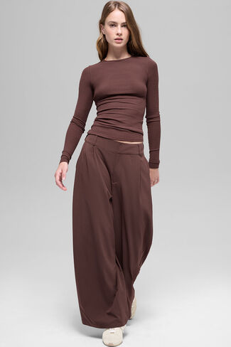 بنطلون ألو يوجا دريم سكيب عالي الخصر (قصير) - بني ستون in Kuwait