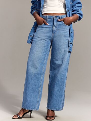 Old Navy Old Navy x Christopher John Rogers Mid-Rise Side Stripe Baggy Wide-Leg Jeans - Medium Wash in Saudi Arabia