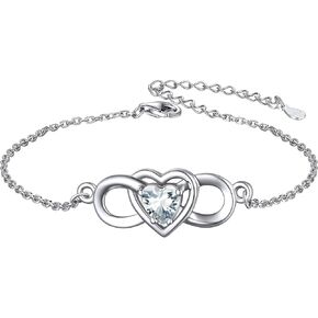 ChicSilver Infinity Heart Bracelet for Women 925 Sterling Silver Dainty Birthstone Bracelet Mothers Day Birthday Gifts