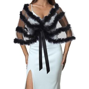 شالات وأغطية نسائية من EASEDAILY لفساتين السهرة، قبعة من الفرو لحفلات الزفاف، بوليرو شفاف للعروس ووصيفات العروس in Kuwait