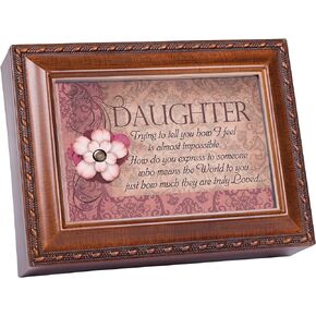 Cottage Garden Daughter Truly Loved Woodgrain Rope Trim Music Box Plays Light Up My Life