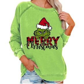 QKLGXLOBAL Merry Christmas Sweatshirt Ugly Christmas Sweatshirt Holiday Long Sleeve Christmas Pullover Top for Women