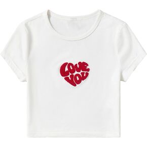 Floerns Women's Graphic Print Short Sleeve Round Neck Crop Tee