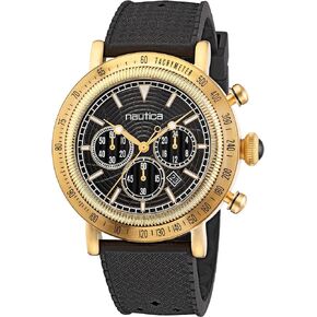 Nautica Men's Spettacolae Reissue Black Silicone Strap Watch (Model: NAPSPF201)