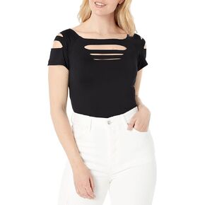 Suimiki Women's Cut Out Trendy Party Short Sleeve Shirt Stretchy Blouse Casual Top