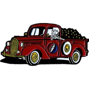 Skeleton Driving Truck - Lightning Bolt - Enamel Pin