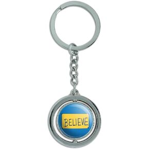 GRAPHICS & MORE Ted Lasso Believe Keychain Spinning Round Chrome Plated Metal