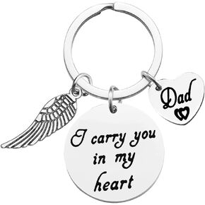 Loss of Dad Keychain,Memorial Jewelry Gift I Carry You in My Heart Keychain Dad Memorial Keyring Remembrance Sympathy Jewelry Gift