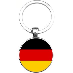 Art Attack German Flag Keychain, Germany Deutschland Map Country Heart Love Key Chain Charm Pendant (Silver)