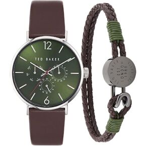 Ted Baker Gents Brown Leather Strap Watch & Leather Bracelet Box Set (Model: BKGFW23069I)