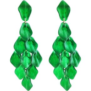 Arcylic Statement Big Earrings, Large Long Fashion Petal Chandelier Dangle Earrings for Women