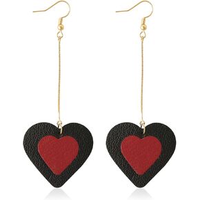 GELVTIC Leather Heart Earrings Dangle for Women Girls Trendy, Star Earrings Lightweight Fashion, Gifts for Her