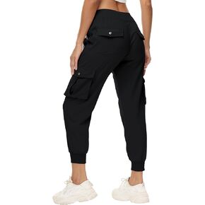 Women's Cargo Hiking Pants Quick Dry Lightweight Elastic Waist Botton Pockets Joggers Athletic Sweatpants Travel Casual