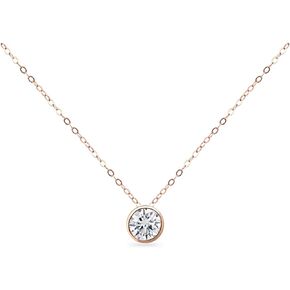 B. BRILLIANT Sterling Silver 0.50-3.85 Carat Round Cubic Zirconia 5-10mm Bezel Set CZ Choker Solitaire Dainty Necklace for Women Girls with Jewelry Gift Box
