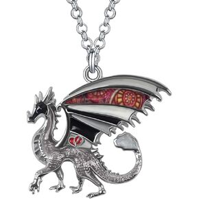 DALANE Enamel Alloy Novelty Dragon Necklace Dinosaur Pendant Charms Jewelry Gifts for Women Girls Kids