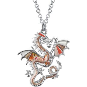 DALANE Enamel Alloy Novelty Dragon Necklace Dinosaur Pendant Charms Jewelry Gifts for Women Girls Kids