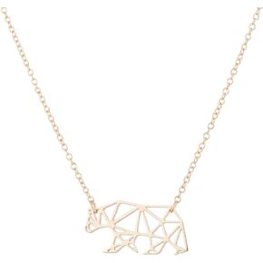 RUIZHEN Cute Origami Polar Bear Pendant Necklace Animal Necklace