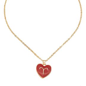 Heart Zodiac Necklace for Women Men 12 Constellation Love Heart Pendant Necklace Teen Girls Birthday Gift Jewelry