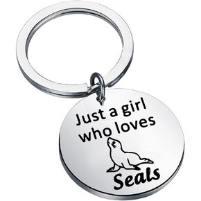 WSNANG Seal Keychain Sea Lion Gift Just a Girl Who Loves Seals Gift Seal Lovers Gift for Girls Ocean Animal Themed Gift