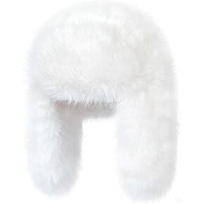 Luxurious Faux Mink Fur Ladies Trapper Hat，Pure Color Simplistic Women’s Winter Hat，Furry Ushanka Warm Hat