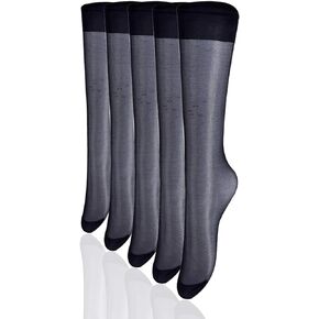 uxcell Women Knee High Reinforced Toe 10 Pairs Sheer Silky Stockings