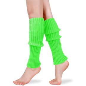 Benefeet Sox Neon Ribbed Leg Warmers for Womens Girls Knit Wool Long Winter Thick Warm Boot Socks for 80s Party Sports Yoga