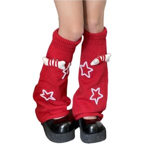 Grunge Socks Fairy Grunge Cloth Leg Warmers High Knee Long Boot Knit Socks Star Pattern Bone Accessories Punk Women