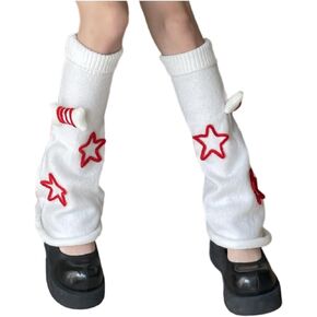 Grunge Socks Fairy Grunge Cloth Leg Warmers High Knee Long Boot Knit Socks Star Pattern Bone Accessories Punk Women