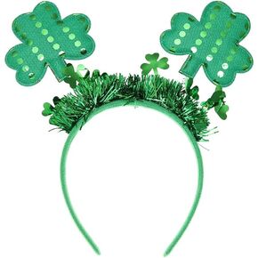 عصابة رأس Zoestar St Patrick's Day عصابة رأس لليوم الأيرلندي، غطاء رأس شامروك البرسيم، إكسسوارات شعر خضراء للنساء والفتيات
