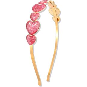 Valentine's Day Headband Glitter Heart Headband Sparky Sweet Love Heart Hairband Hair Accessories for Women Girls Festive Holiday Gift Fuchsia