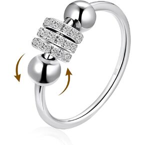 Spinner Ring for Women 925 Sterling Silver Fidget Ring for Anxiety for Women ADHD Autism Stress Relieving for Women
