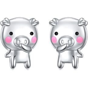 925 Sterling Silver Animal Stud Earrings for Women Girls Panda/Narwhal/Piggy/Frog/Dinosaur/Bunny Earrings Jewelly Birthday Christmas Animal Fans Gifts