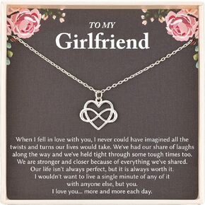 RareLove Gifts for Girlfriend, Romantic Gifts for Her,925 Sterling Silver Tiny Infinity Heart Necklaces for Girlfriend from Boyfriend, Girlfriend Gifts, Cute Anniversary Valentines Day Gifts