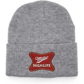 Tee Luv Miller High Life Beanie - Miller Beer Brand Knit Cap (Gray)