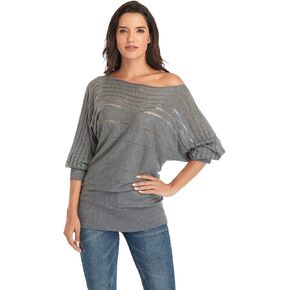 سترة نسائية من Dilgul بدون أكتاف وأكمام تشبه جناح الخفاش، سترة فضفاضة كبيرة الحجم وشبه شفافة ومتماسكة، سترة فضفاضة in Kuwait