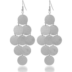 Geometric Circle Coin Drop Earrings Boho Long Sequins Dangle Earrings for Women Girls