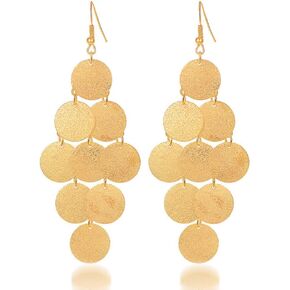 Geometric Circle Coin Drop Earrings Boho Long Sequins Dangle Earrings for Women Girls in Kuwait